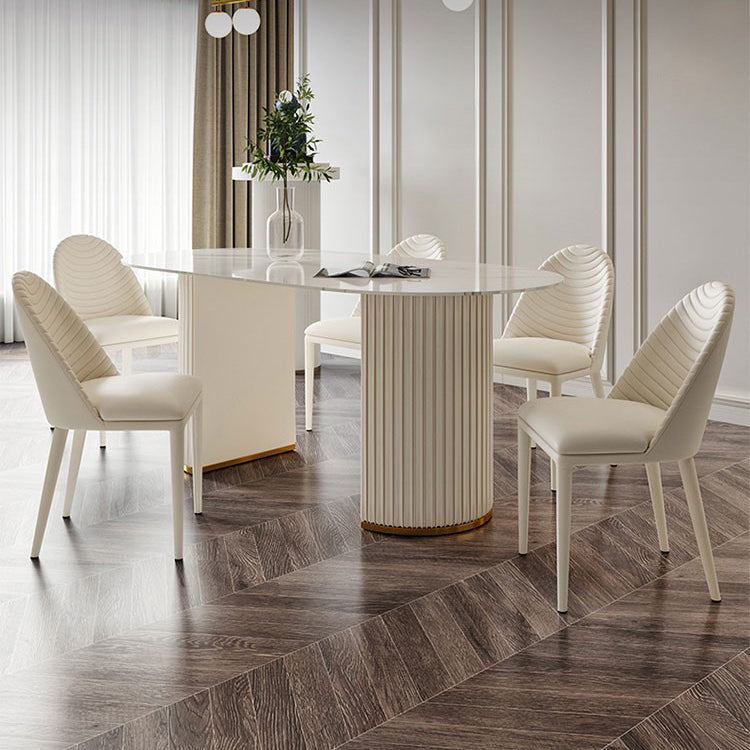 Traditional Luxury Dining Table Sintered Stone Double Pedestal Table for Home