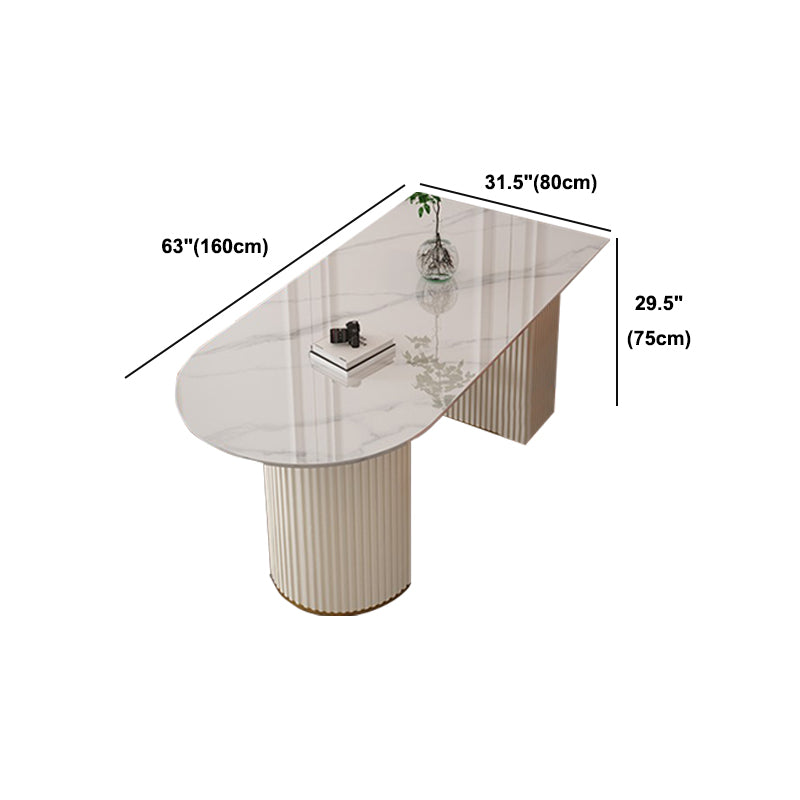 Traditional Luxury Dining Table Sintered Stone Double Pedestal Table for Home
