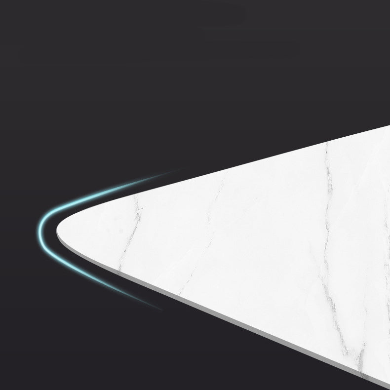 Metal Modern Rectangle Dining Table Sintered Stone Top Table with 4 Legs