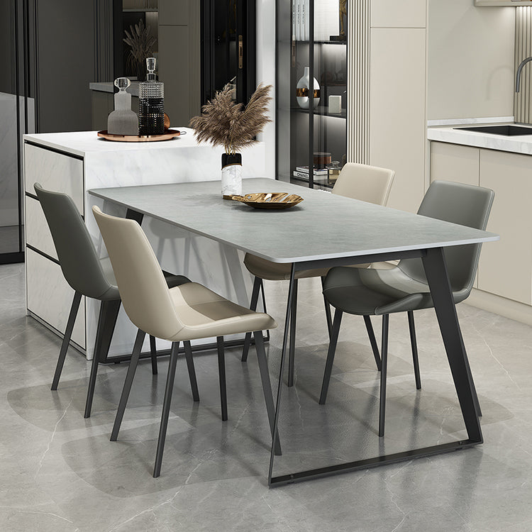 Modern Gray in Stone Table Rectangle Dining Room Table for Kitchen
