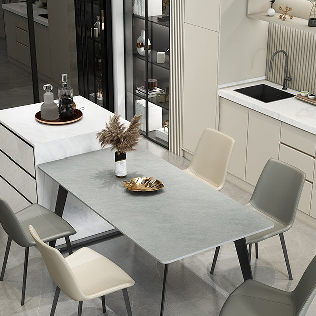 Modern Gray in Stone Table Rectangle Dining Room Table for Kitchen