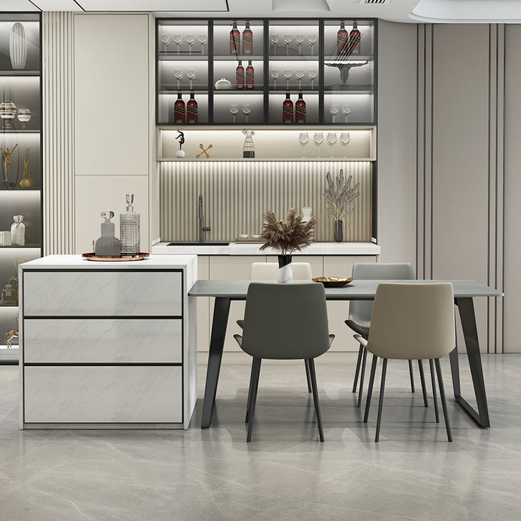 Modern Gray in Stone Table Rectangle Dining Room Table for Kitchen