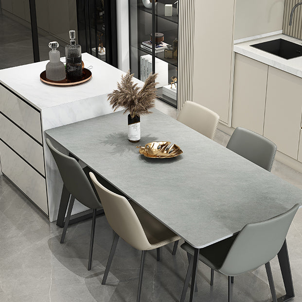 Modern Gray in Stone Table Rectangle Dining Room Table for Kitchen