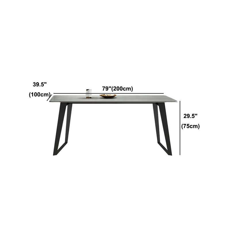 Modern Gray in Stone Table Rectangle Dining Room Table for Kitchen