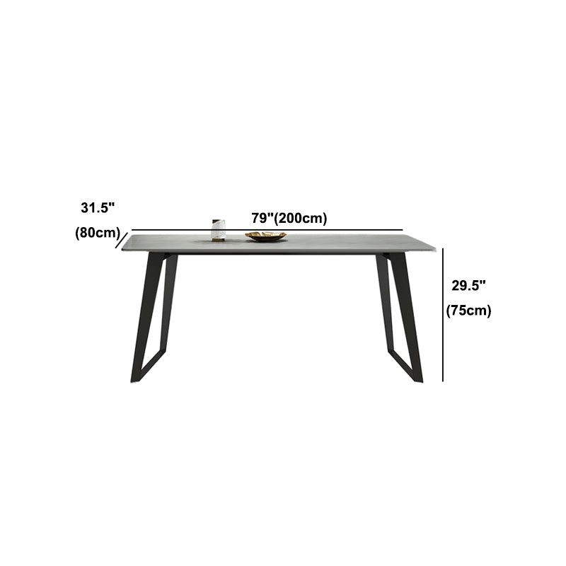 Modern Gray in Stone Table Rectangle Dining Room Table for Kitchen