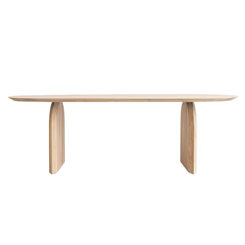 Contemporary Style Dining Table Oval Solid Wood Natural Dinette Table for Home Kitchen