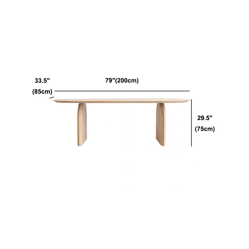 Contemporary Style Dining Table Oval Solid Wood Natural Dinette Table for Home Kitchen