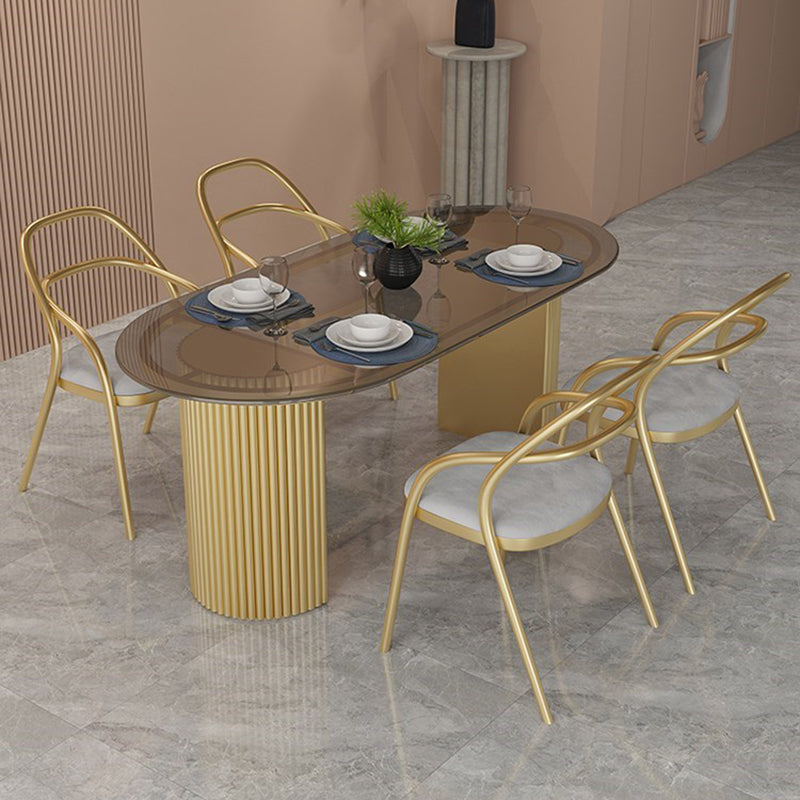 Traditional Luxury Dining Table Oval Home Table with Gold Base