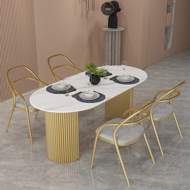 Traditional Luxury Dining Table Oval Home Table with Gold Base