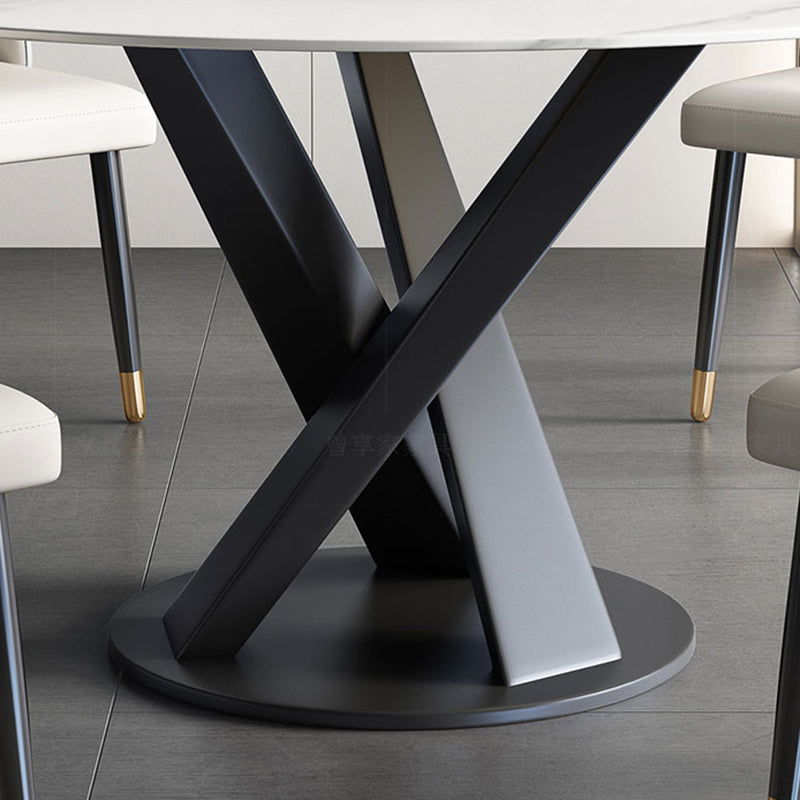 Round Pedestal Table Simplicity Style Stone Dining Site Table with Turntable