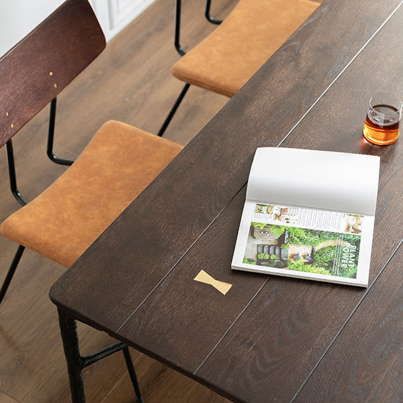 Luxury Oak Wood Table for Restaurant Rectangle Dining Table with Metal 4 Legs