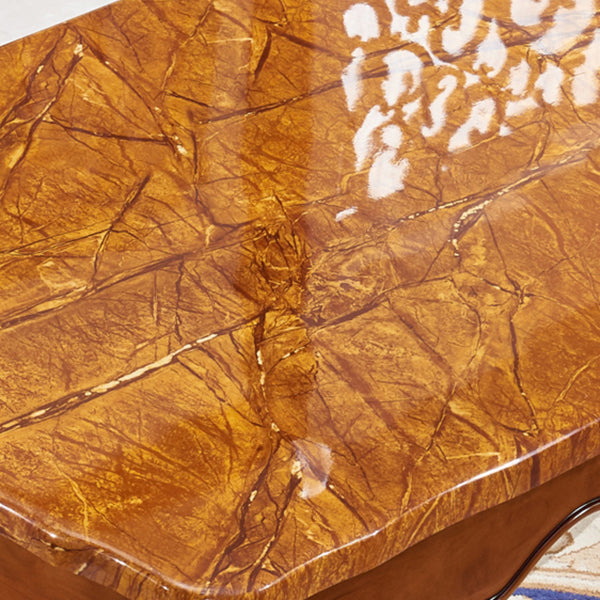 Rubberwood Victorian Rectangular Dining Table Marble Top Dining Table with 4 Legs