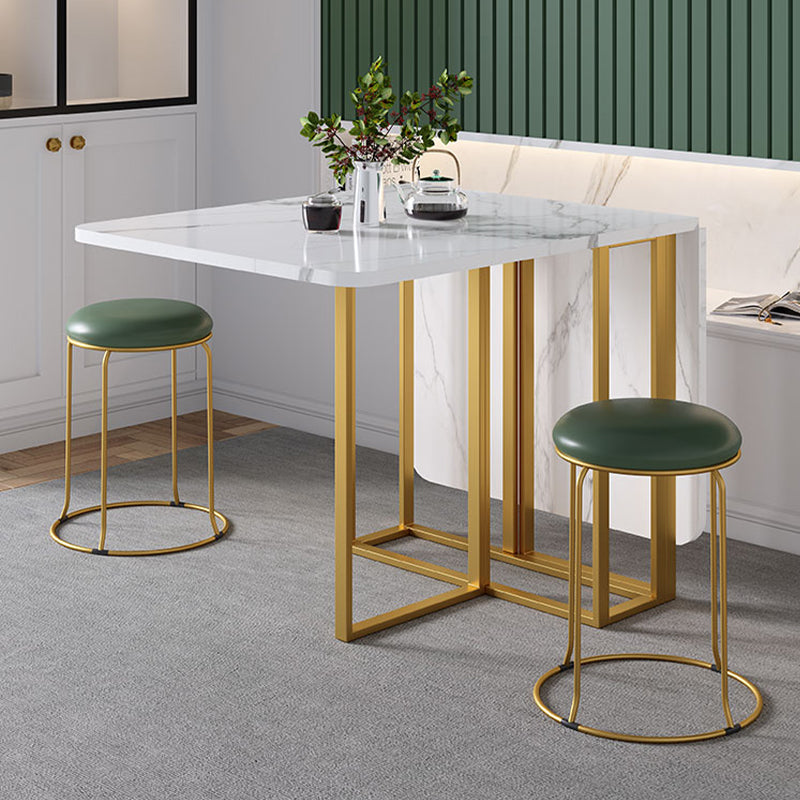 Modern Foldable White Table for Restaurant Rectangle Table with Trestle Base