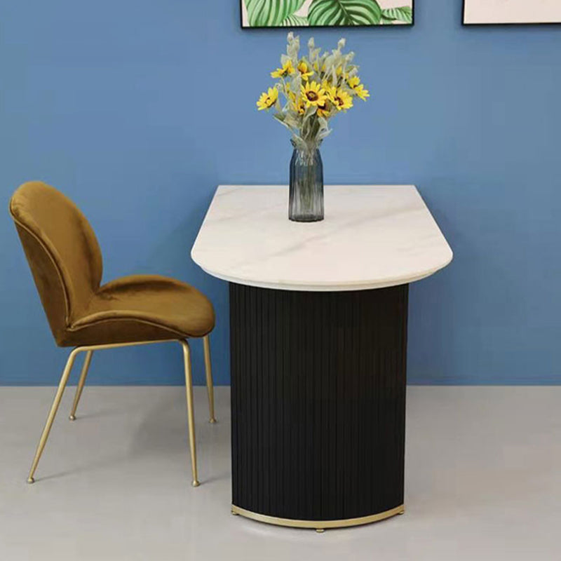 Freeform Double Pedestal Dining Table Luxury Fixed Table of Faux Marble