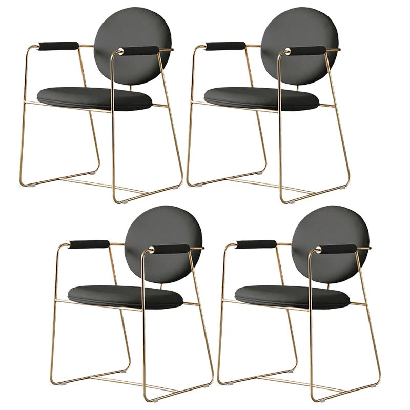 King Louis Back Dining Arm Chair Leather Upholstered Dining Chair