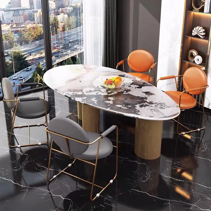 King Louis Back Dining Arm Chair Leather Upholstered Dining Chair