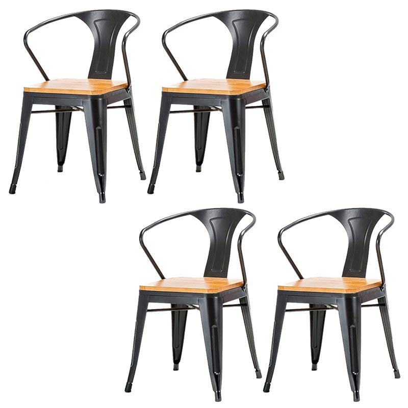 Industrial Metal Dining Arm Chair Slat Back Arm Chair for Dining Room