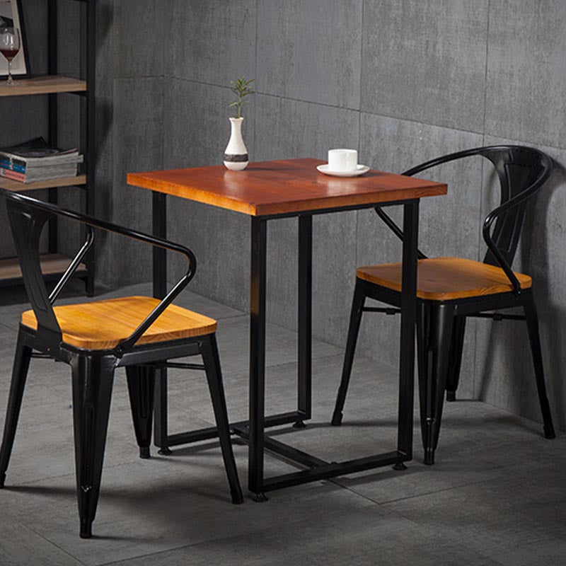 Industrial Metal Dining Arm Chair Slat Back Arm Chair for Dining Room