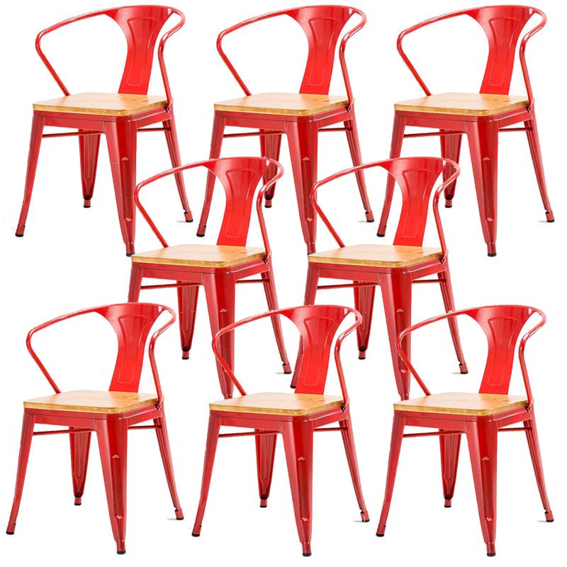 Industrial Metal Dining Arm Chair Slat Back Arm Chair for Dining Room