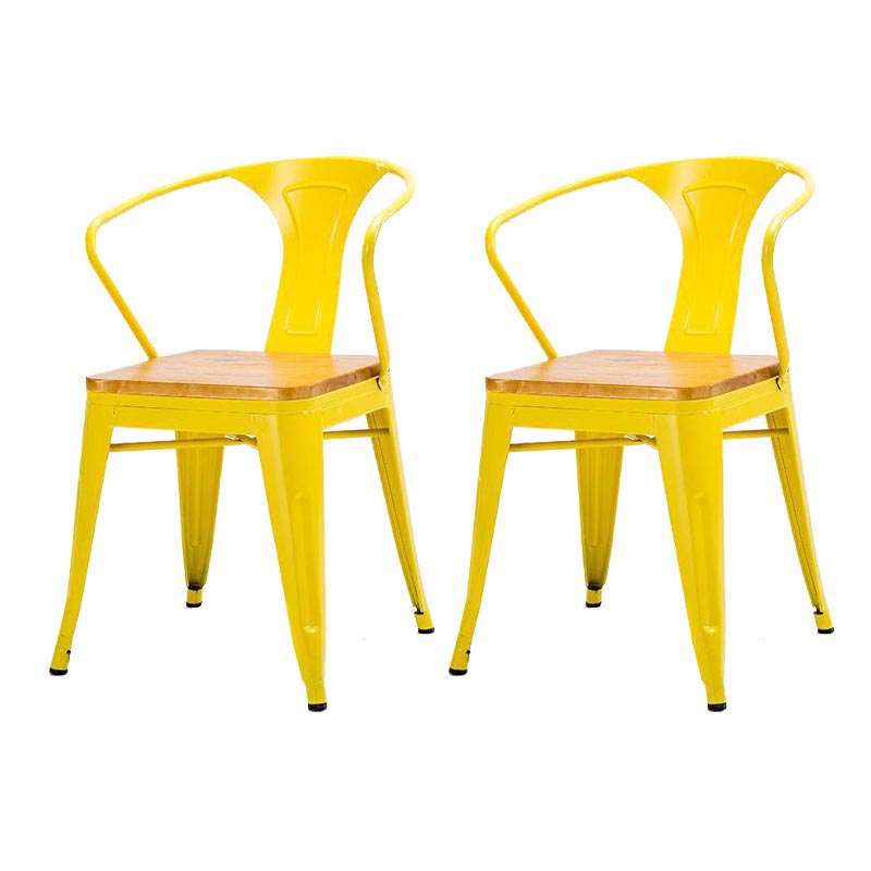 Industrial Metal Dining Arm Chair Slat Back Arm Chair for Dining Room