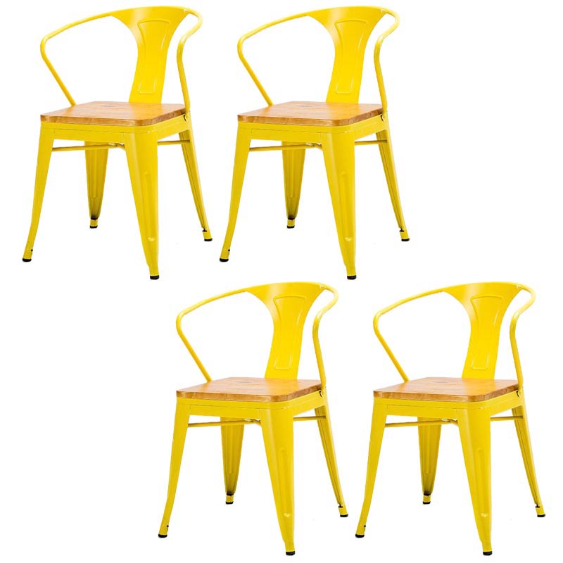 Industrial Metal Dining Arm Chair Slat Back Arm Chair for Dining Room