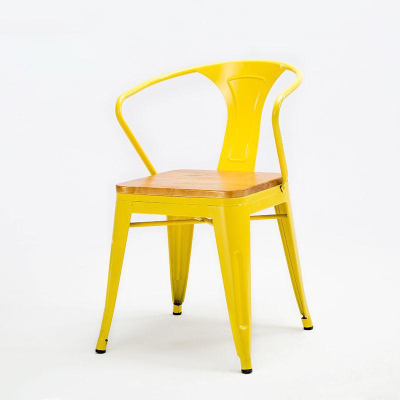 Industrial Metal Dining Arm Chair Slat Back Arm Chair for Dining Room