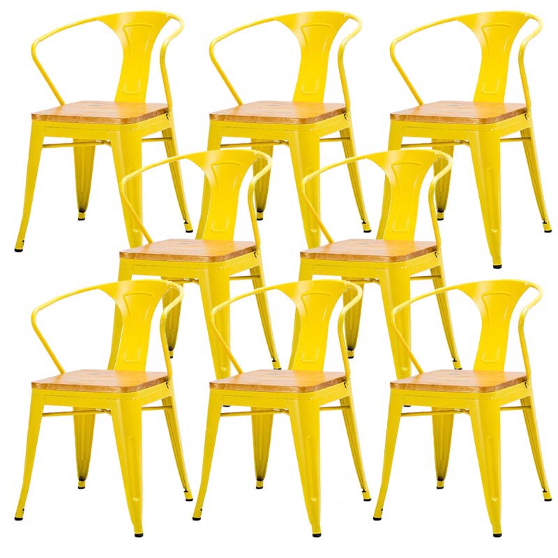 Industrial Metal Dining Arm Chair Slat Back Arm Chair for Dining Room