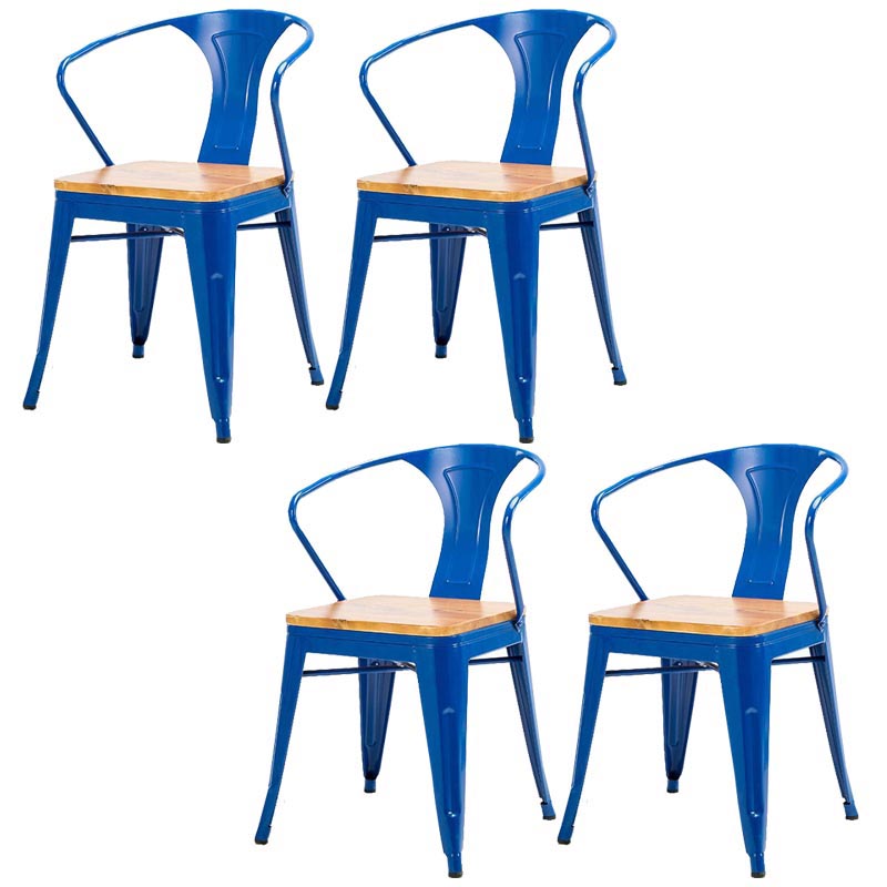 Industrial Metal Dining Arm Chair Slat Back Arm Chair for Dining Room