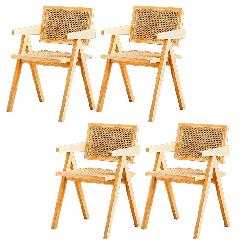 Traditional Dining Arm Chair Rattan Oak Solid Wood Dining Chair