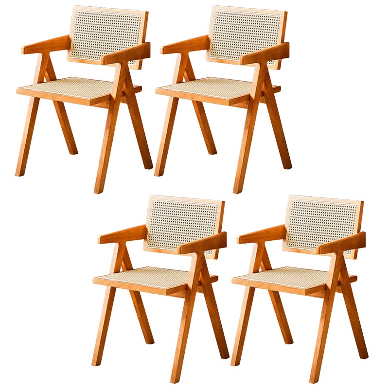 Traditional Dining Arm Chair Rattan Oak Solid Wood Dining Chair