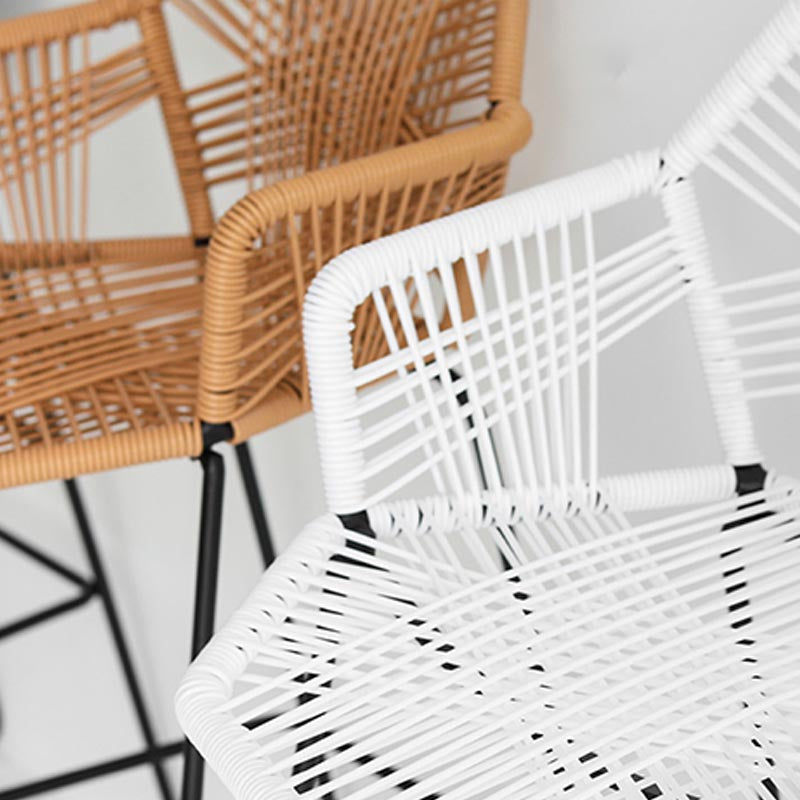 Rattan Dining Arm Chair Contemporary Dining Chair with Black Base