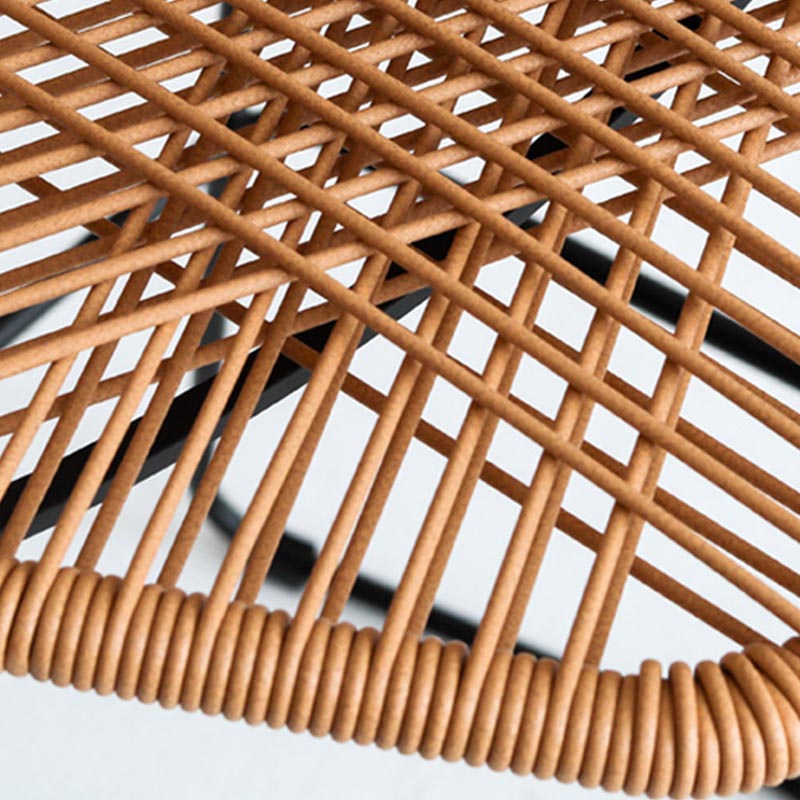 Rattan Dining Arm Chair Contemporary Dining Chair with Black Base