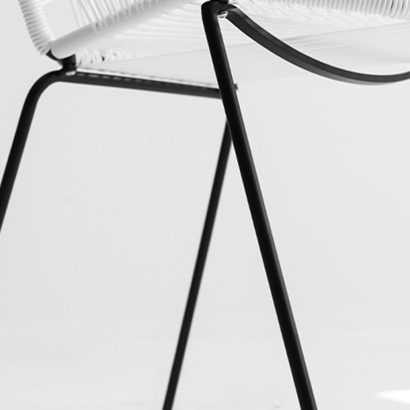 Rattan Dining Arm Chair Contemporary Dining Chair with Black Base