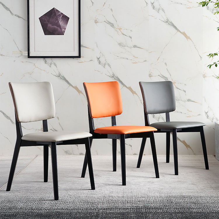 Modern Leather Dining Chair Open Back Dining Side Furniture in Matte Finish for Indoor