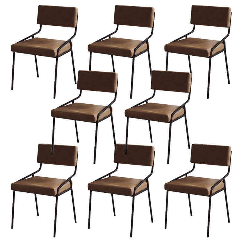 Industrial PU Leather Dining Chair Open Back Upholstered Dining Side Chair