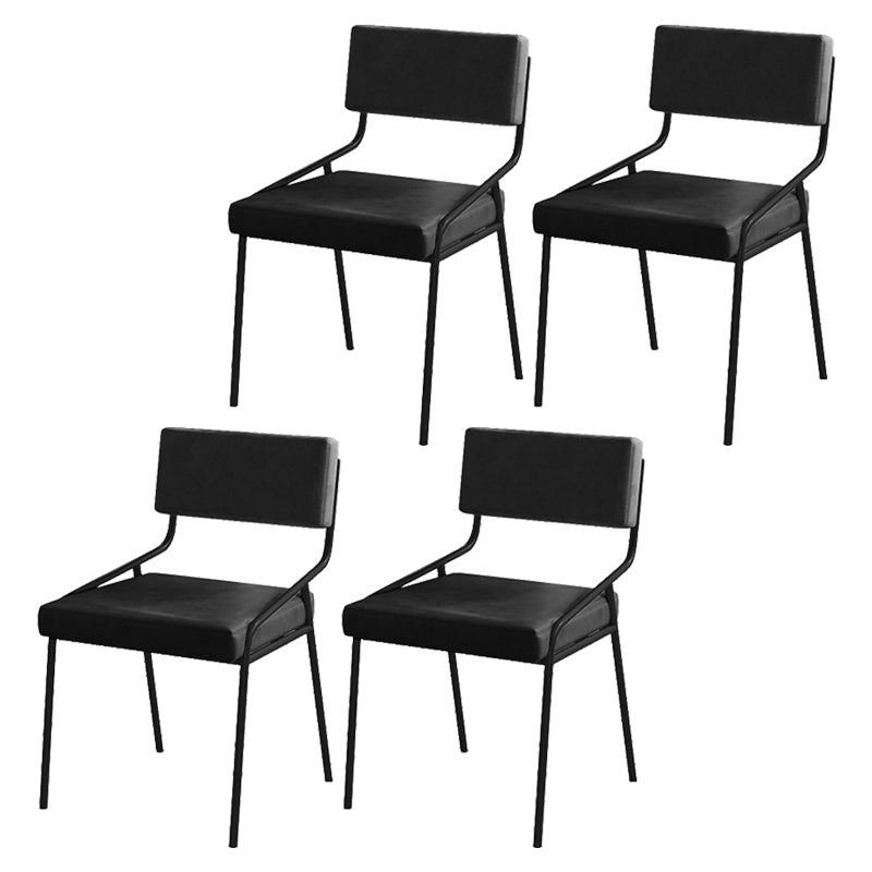 Industrial PU Leather Dining Chair Open Back Upholstered Dining Side Chair