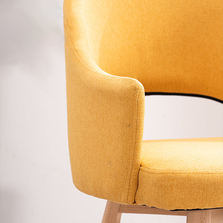 Modern Linen Dining Chair Open Back Dining Side Furniture with Wood Legs in Matte Finish