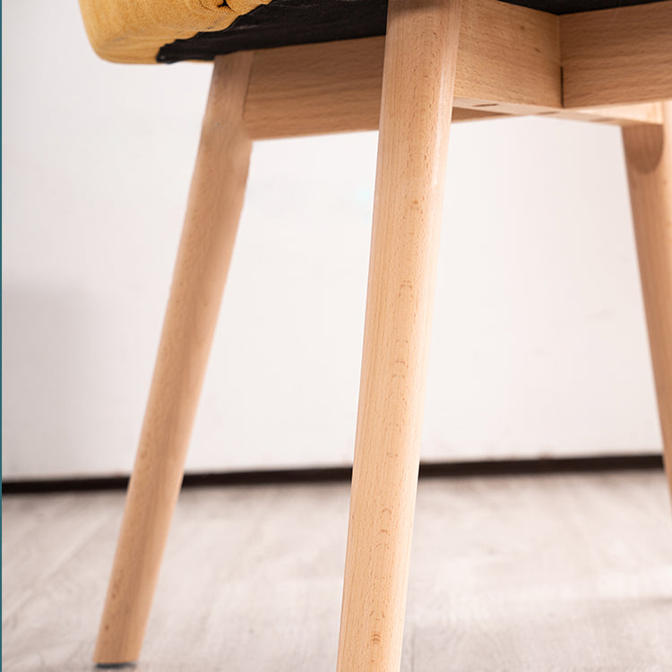 Modern Linen Dining Chair Open Back Dining Side Furniture with Wood Legs in Matte Finish