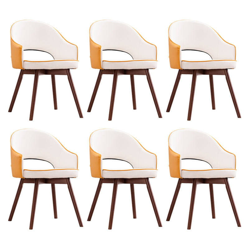 Modern Linen Dining Chair Open Back Dining Side Furniture with Wood Legs in Matte Finish
