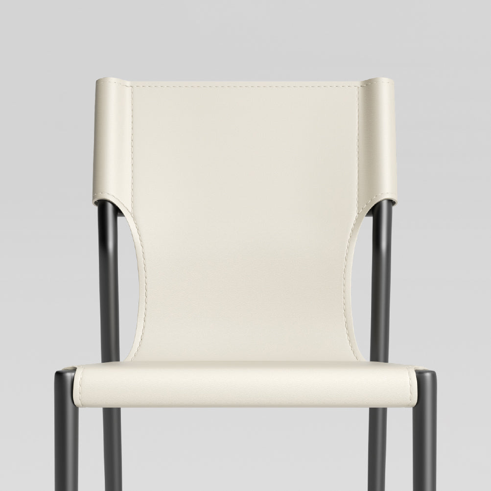 Leather Dining Chair Industrial Dining Side Chair with Black Legs