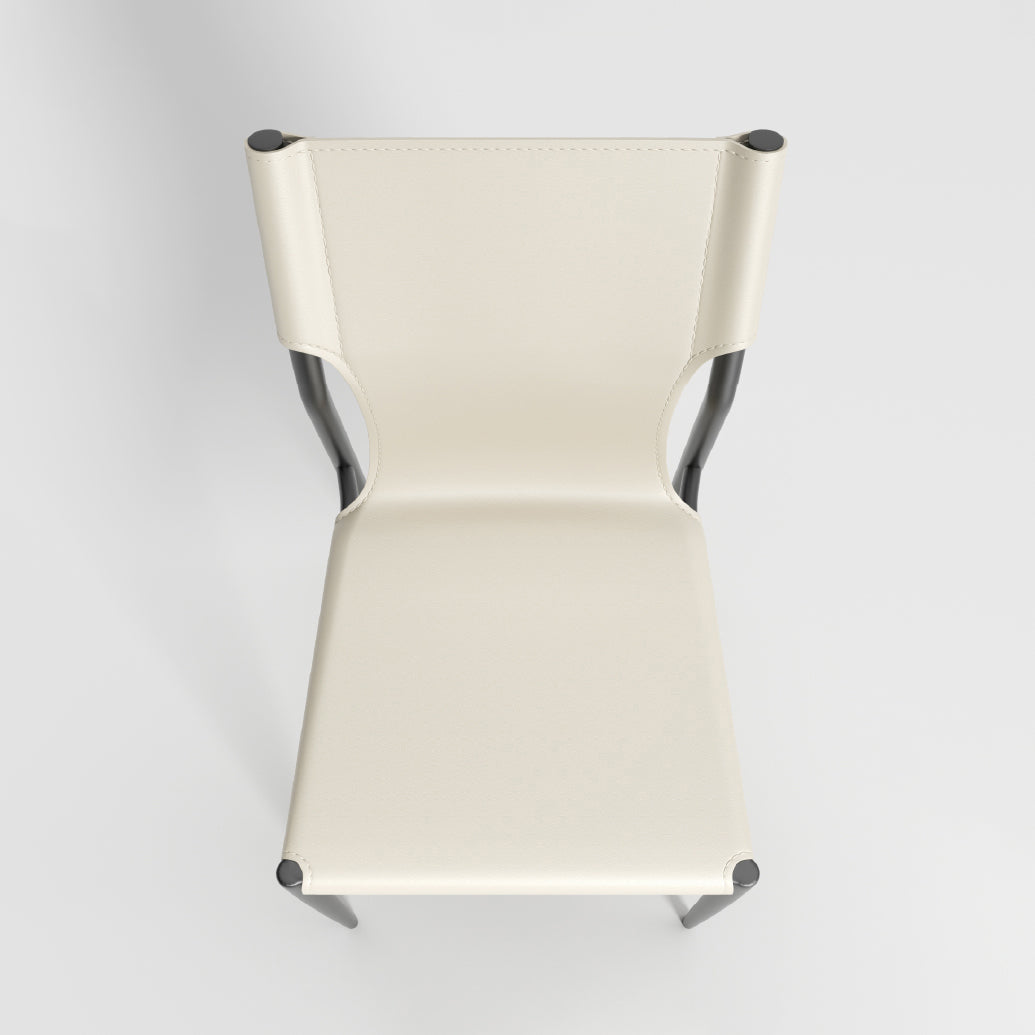 Leather Dining Chair Industrial Dining Side Chair with Black Legs