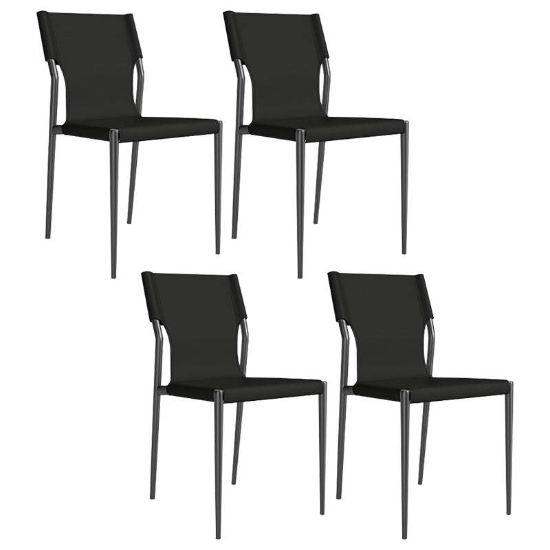 Leather Dining Chair Industrial Dining Side Chair with Black Legs
