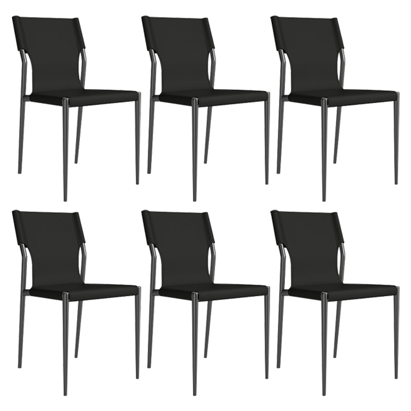Leather Dining Chair Industrial Dining Side Chair with Black Legs