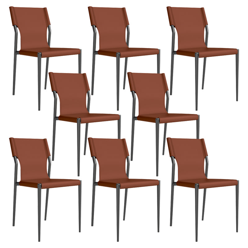 Leather Dining Chair Industrial Dining Side Chair with Black Legs
