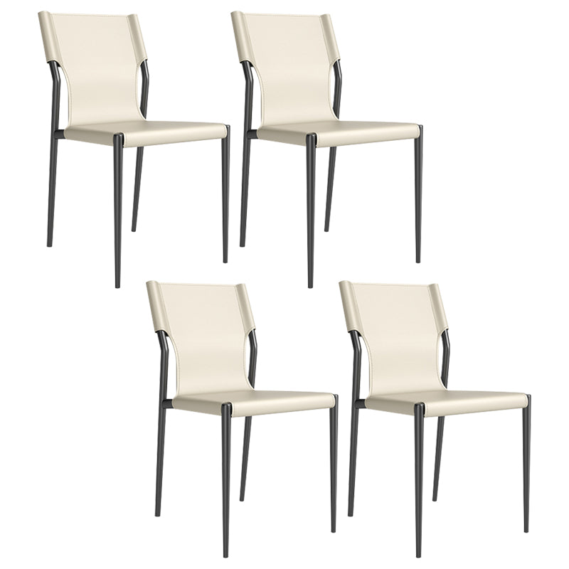Leather Dining Chair Industrial Dining Side Chair with Black Legs