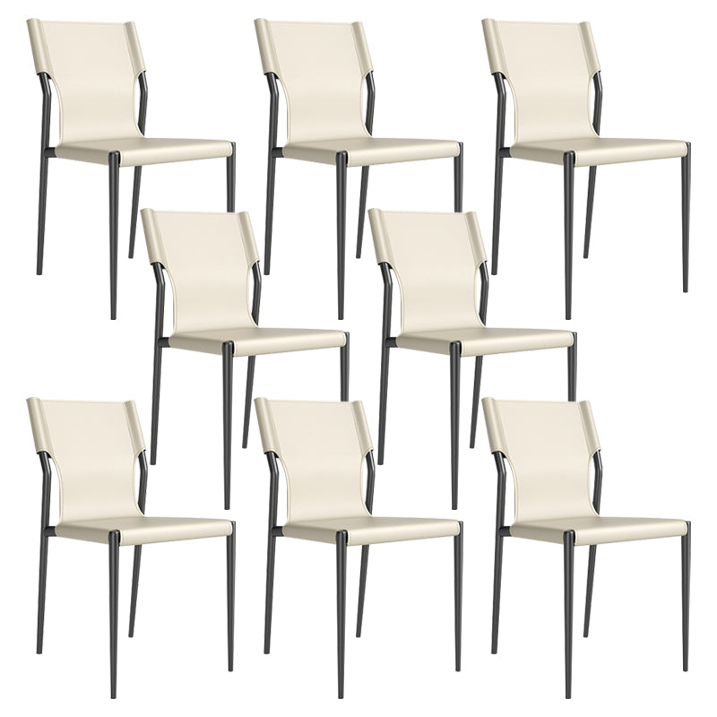 Leather Dining Chair Industrial Dining Side Chair with Black Legs