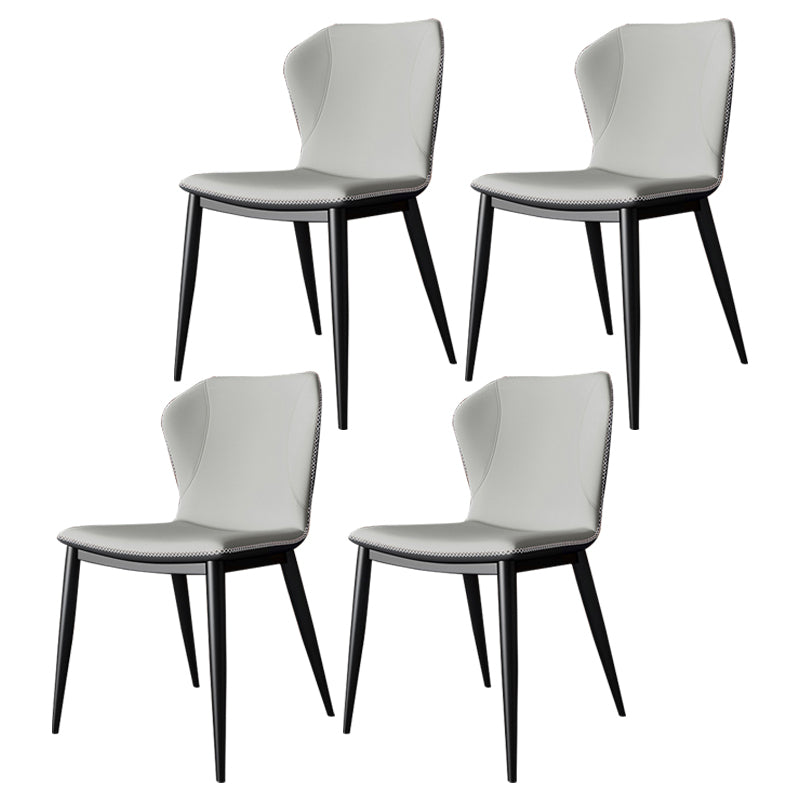 Contemporary Faux Leather Dining Chair Wingback Side Chair in Matte Finish
