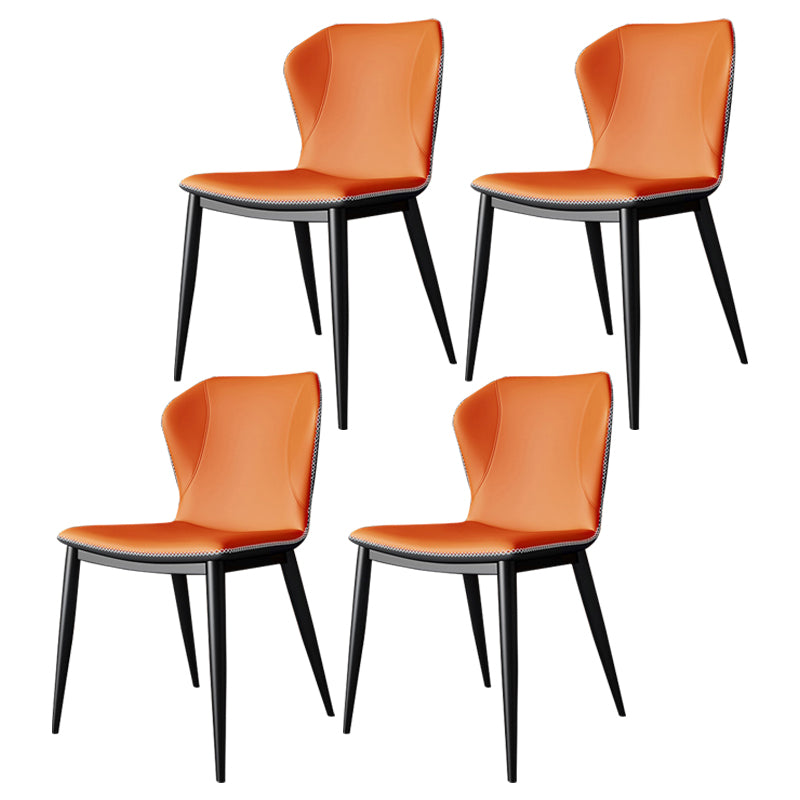 Contemporary Faux Leather Dining Chair Wingback Side Chair in Matte Finish