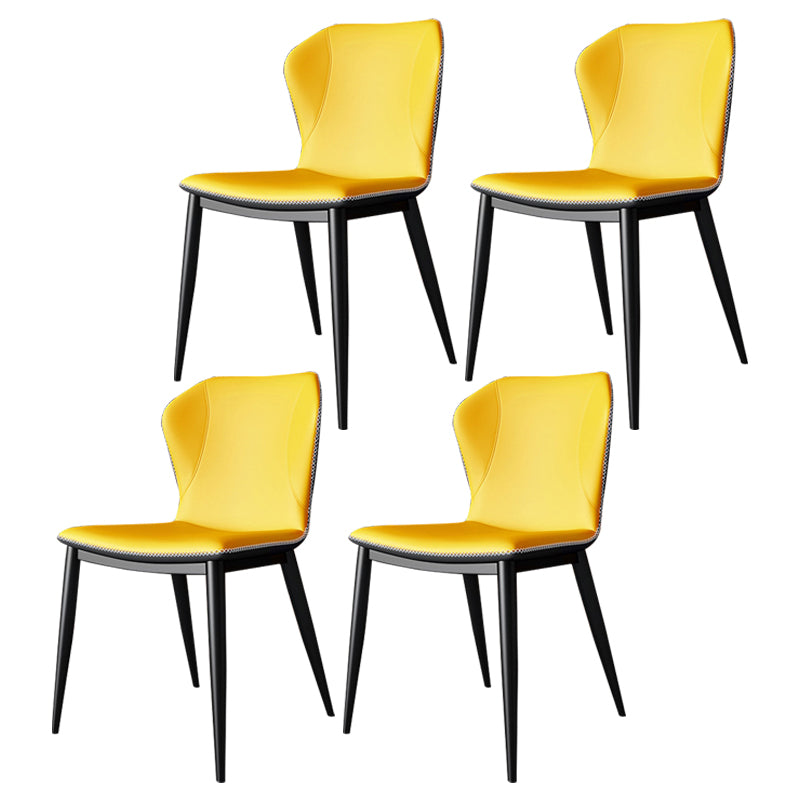 Contemporary Faux Leather Dining Chair Wingback Side Chair in Matte Finish