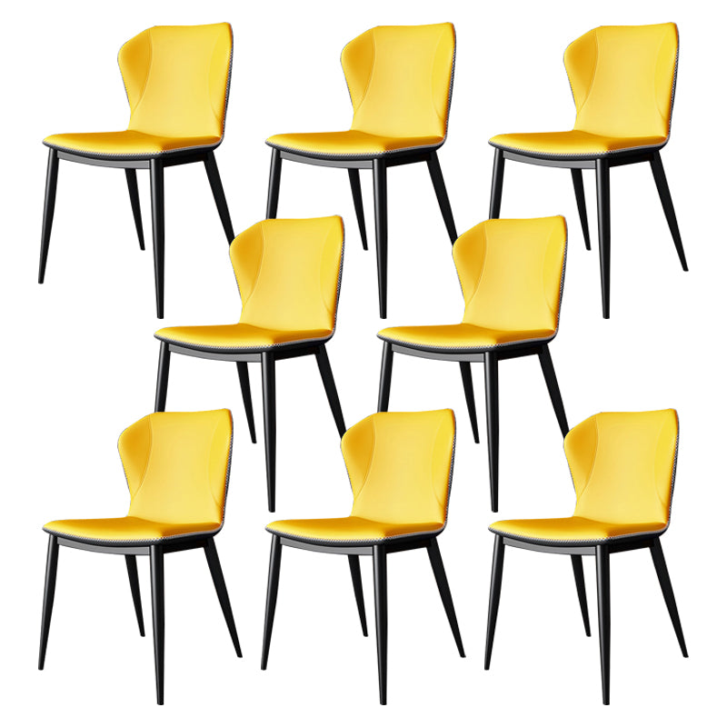 Contemporary Faux Leather Dining Chair Wingback Side Chair in Matte Finish